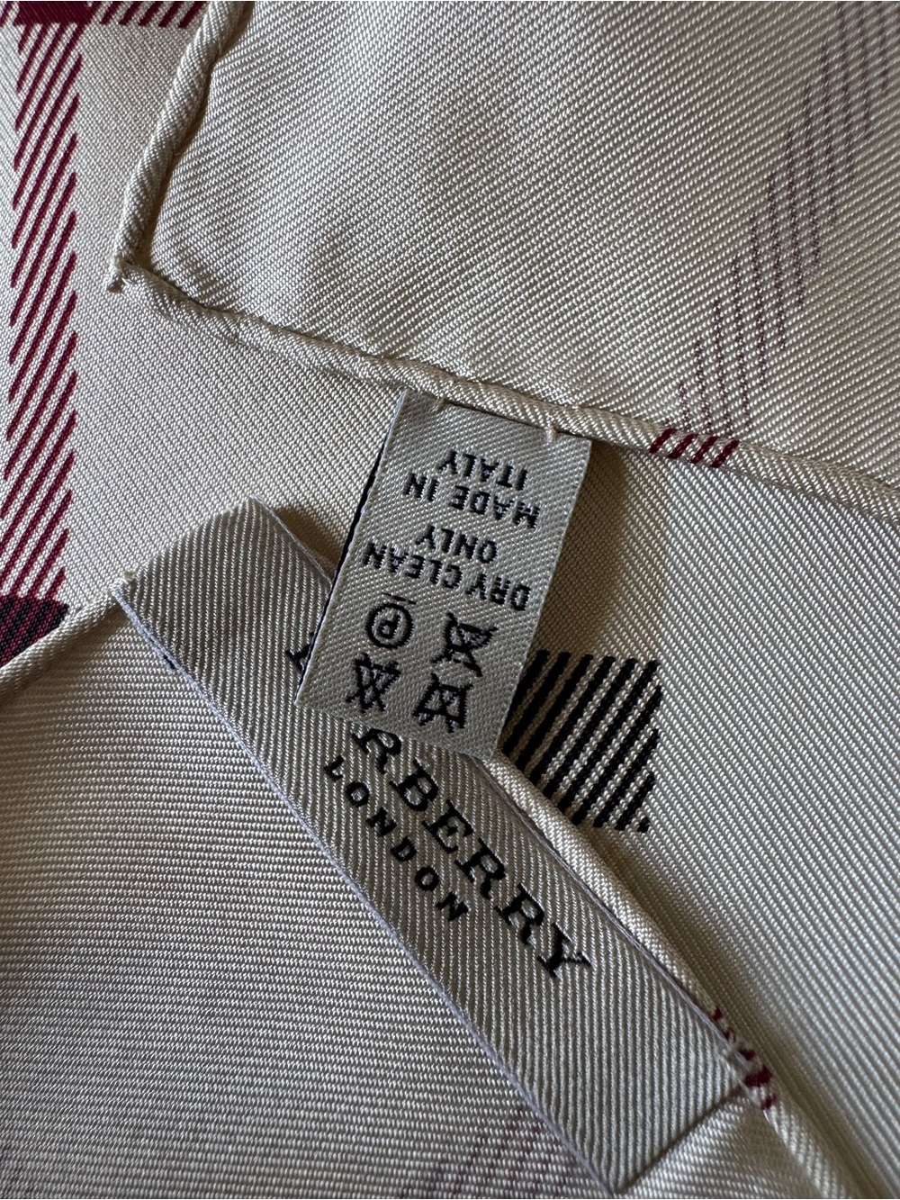 Burberry Beige Plaid Silk Square Scarf - Picture 5 of 16